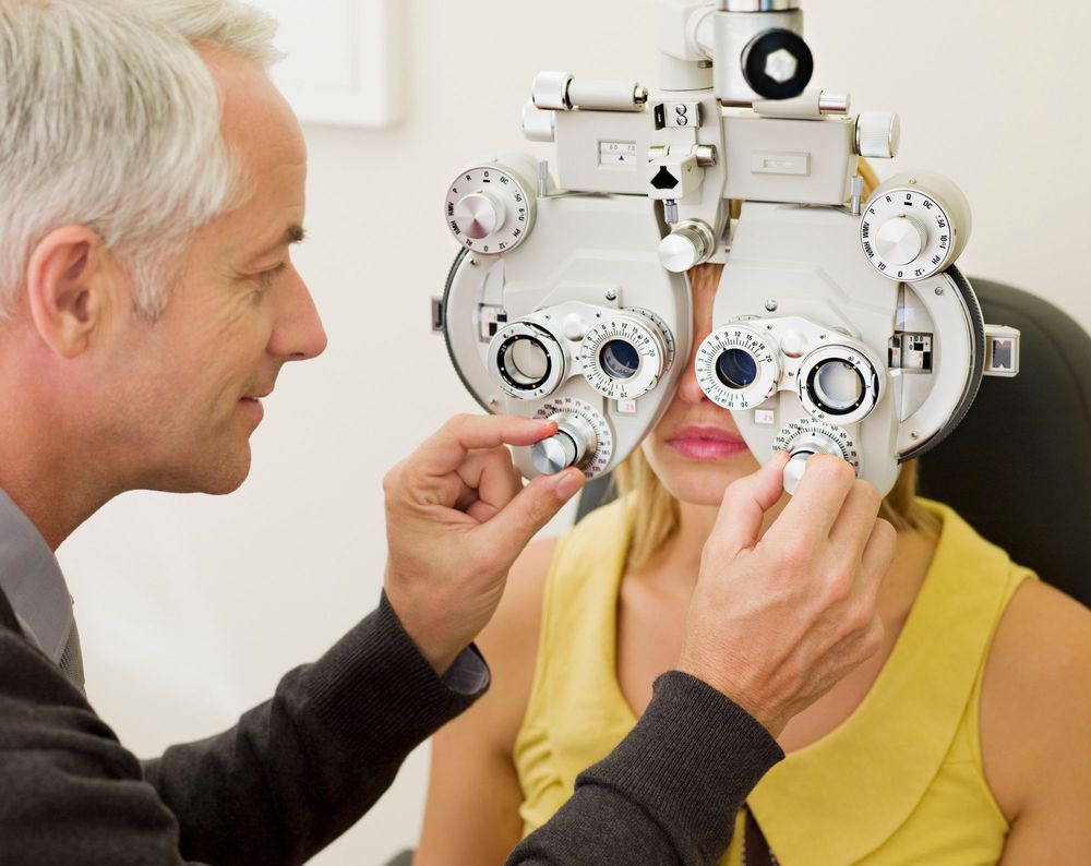 Woman getting an eye exam