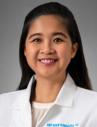 Portrait of Amy Doan Romagosa, MD, Hospitalist specialist at Kelsey-Seybold Clinic.